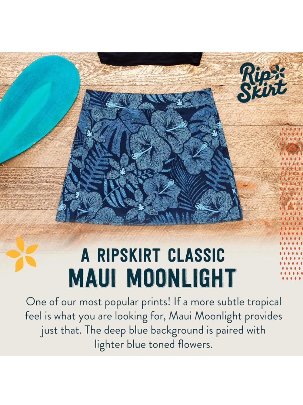 Rip Skirt Blue Tropical Print Skort - Picture 2 of 12